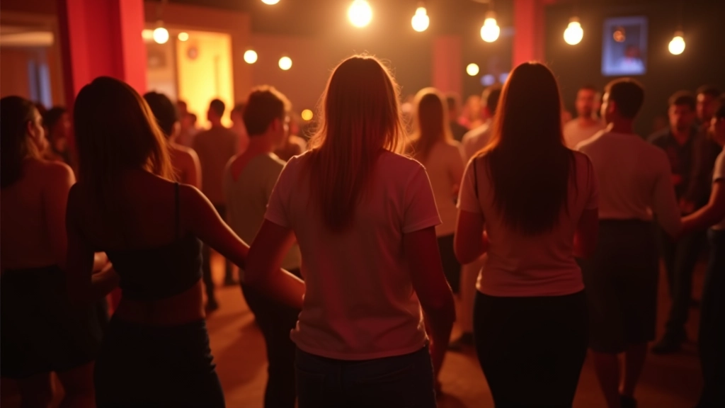 Community dance gathering with diverse mature adults socializing