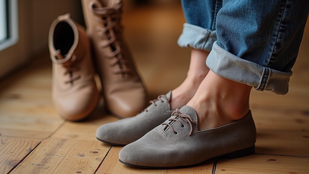 Close-up of dance shoes and casual outfit laid out, showing comfortable clothing suitable for bachata dancing