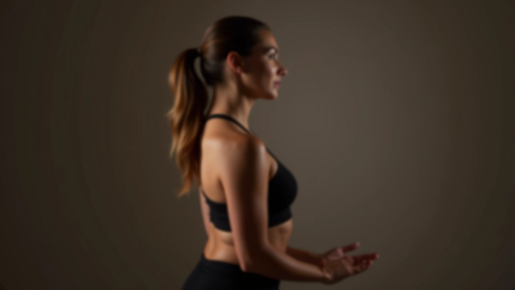 Instructor demonstrating proper standing posture from the side, showing neutral spine alignment and engaged core position