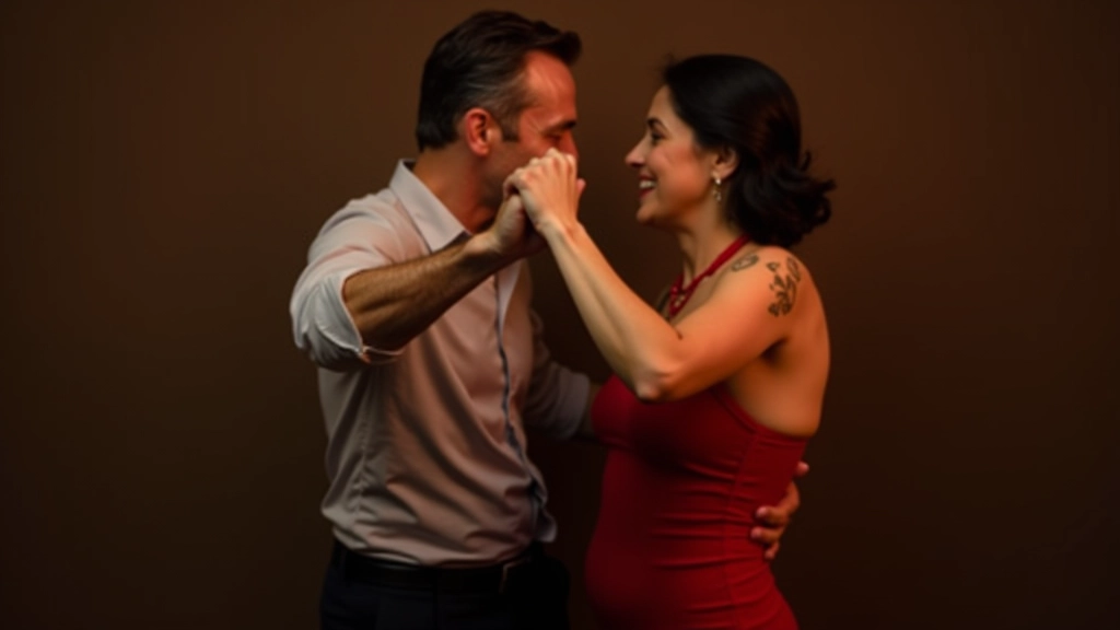 Close-up of dancers in proper connection hold, demonstrating correct posture and positioning